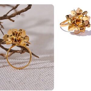 Golden Flower Bouquet Adjustable Ring